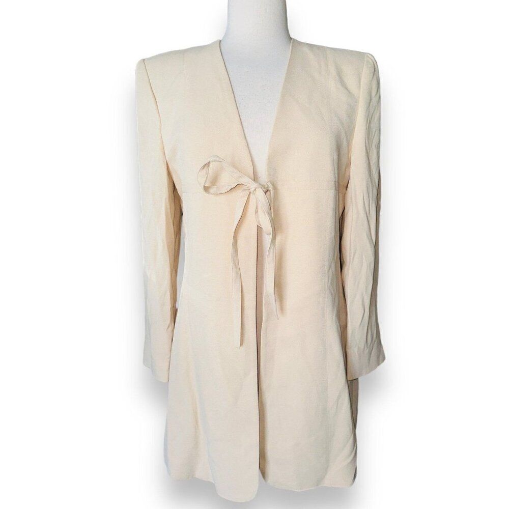 FB3 Y2K Vtg Giorgio Armani Italy Jacket Size 10 Cream Tie Bow Dress Gruppo GFT